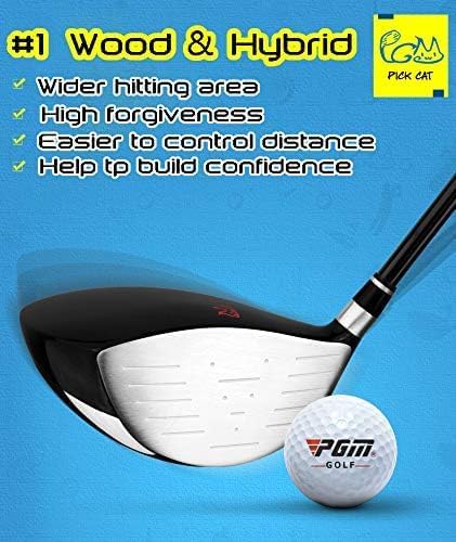 PGM Junior Golf Club Complete Set for Children Kids, 5 Golf Clubs with Stand Bag and 2 Headcovers for Boys & Girls, Right Hand
