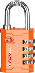 FORGE 4 Digit 17067 TSA Approved Tool Box and Case Lock, Combination Padlock for Travel, Orange 1 Lock