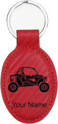 LaserGram Oval Keychain, Off Road Racer, Personalized Engraving Included (Carbon Fiber Red)