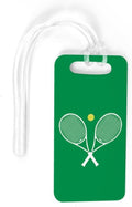 ChalkTalkSPORTS Tennis Luggage & Bag Tag | Crossed Tennis Rackets | Custom Info on Back | Small | Green