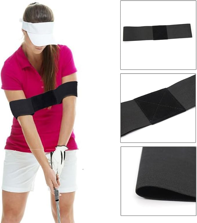 Golf Grip Swing Training Aids Right-Handed Golf Trainer Grips with Swing Correcting Arm Band Golf Swing Trainer Arm Band Attachment Golf Training Combo for Teenager Adult and Beginner(Black)