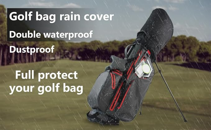 BOYEA & SKULLEAP Golf Bag Cover rain Cover/Hood Nylon Waterproof dust Cover Fits Most Golf cartBags Easy to use Collapsible and removabl Golf Accessory Gifts (Waterproof Nylon, Large)