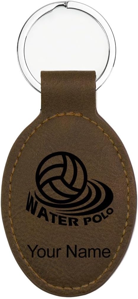 LaserGram Oval Keychain, Water Polo, Personalized Engraving Included