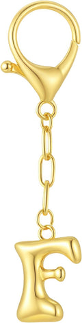 Gold Bubble Initial Keychain Charm for Women Chunky Bag Purse Charms A-Z Letter Key Chains for Handbag Accessories
