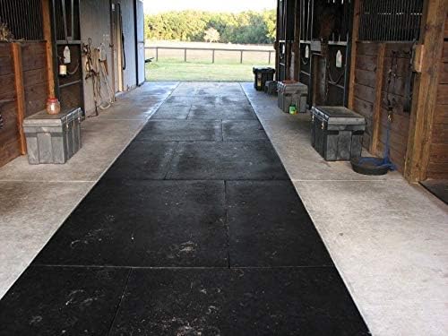 American Floor Mats - Horse Stall Mats - Heavy Duty Stall Tiles - Thick, Durable Rubber Flooring - Solid Black - Slip Resistant - 6' x 10' Set (15 Tiles Total, 24" x 24" Each, 0.38" Thick)