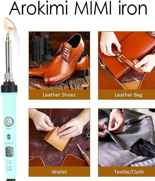 Mini Iron for Crafting and Sewig, 80W Adjustable Temperature Small Iron with 3 Replaceable Tips, Precise DIY Tool for Patches Hats Shoes, Easy to Use (Green)