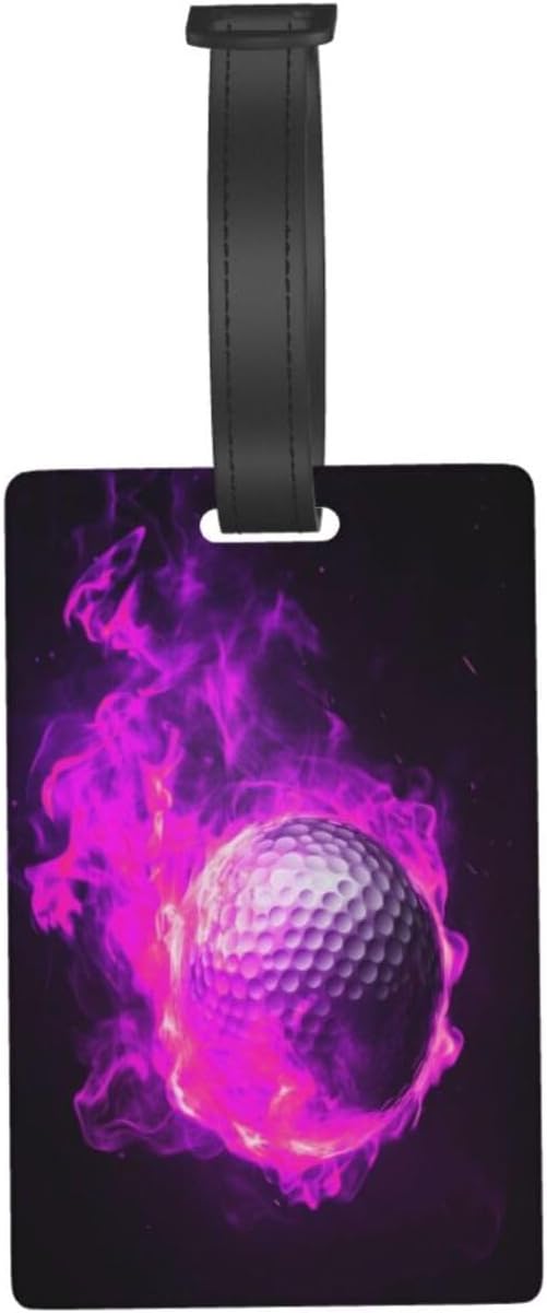 Pink Flame Golf Luggage Tag Suitcase Identify Labels Personalized Travel Bag Tag 2.5X4.1Inch
