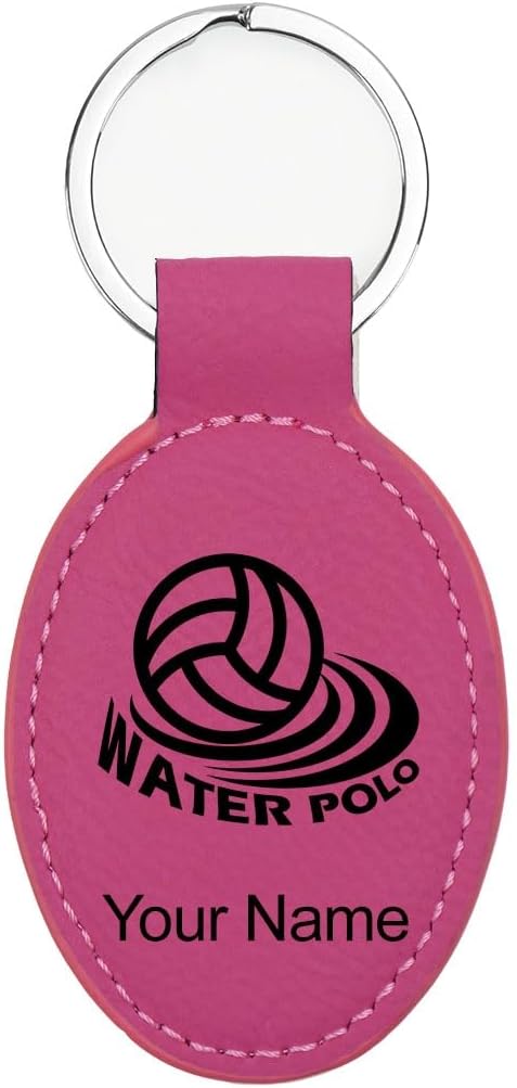 LaserGram Oval Keychain, Water Polo, Personalized Engraving Included