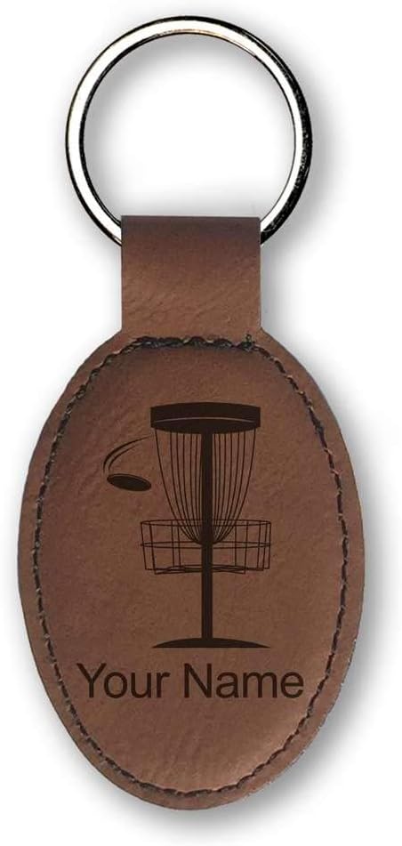 LaserGram Oval Keychain, Disc Golf, Personalized Engraving Included