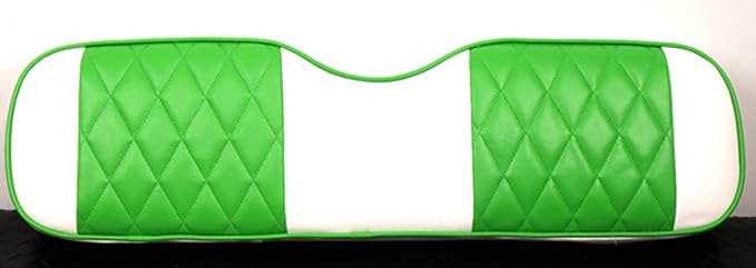 Huskey Golf Cart Front Seat Cover Compatable with Yamaha Drive G29, Drive 2 Model, White with Lime Green Diamond Stitched Insert Panel, Marine Grade Vinyl, Staple On