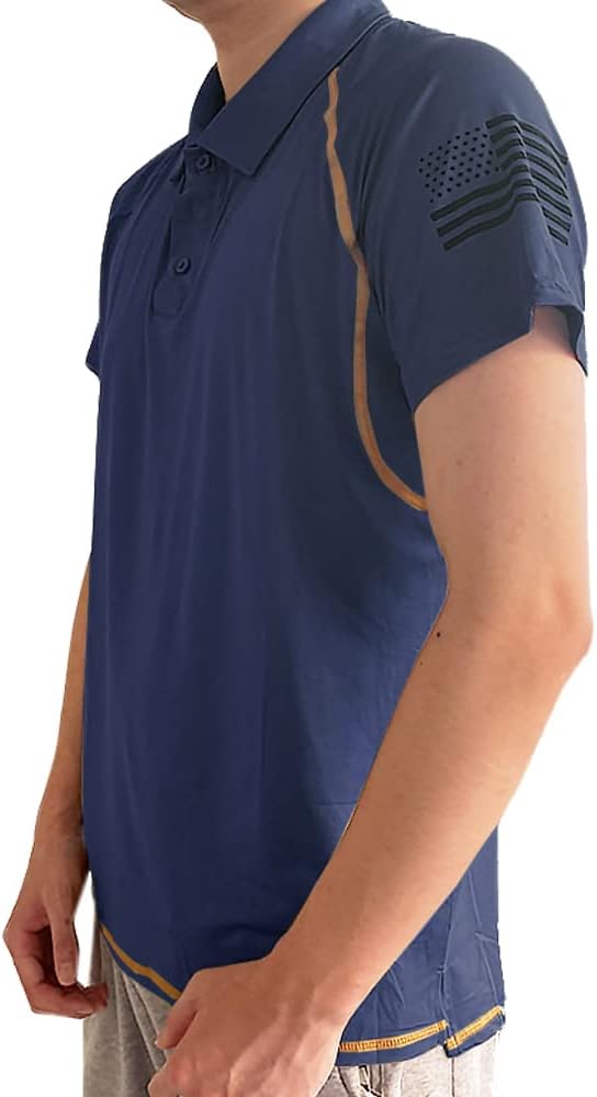 HARGLESMAN Men's 1776 Independence Day American Flag Short Sleeve Polo Golft Shirt(S-3XL)