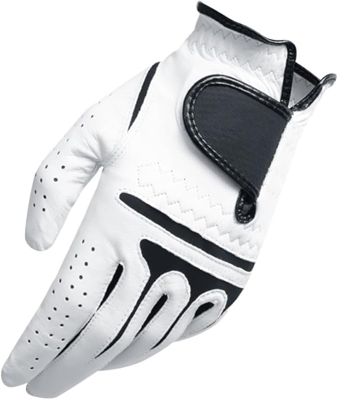 Kisangel Men's Left Hand Golf Glove Synthetic and Premium Cabretta Leather Reinforced Grip Breathable Moisture-Wicking Flexible for All Weather Conditions