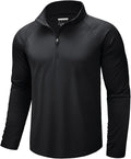 CRYSULLY Men's Long Sleeve 1/4 Zip Shirts Sun Protection Pullover UPF 50+ Rash Guard Running Lightweight T Shirt