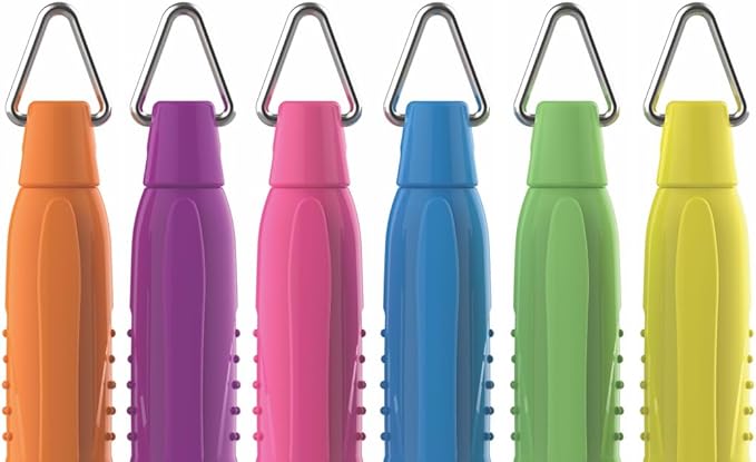 Tiny-Titan 6 Assorted Colors, Mini Markers, Golf Ball Marker, Clip On Nurse's Badge, Keychain Clip - Caribbean Series - Fine Point - Orange, Purple, Pink, Turquoise, Lime Green, Yellow - 6 Pen Pack