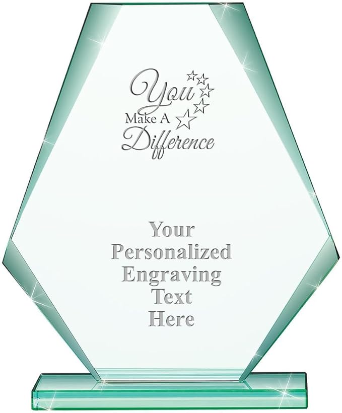 6" Jade Pyramid Crystal Award with Custom Engraving - Personalized Corporate Trophy Awards