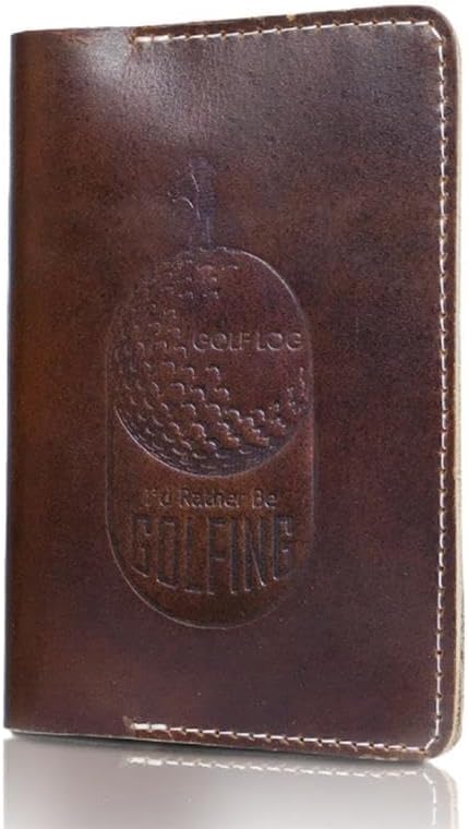 Refillable Golf Scorecard Holder–Full Grain Leather Golf Yardage Book Cover w/Golf Scorecard Book, Pencil Holder & Card Slot–Great Gift for Golfers-Unique Golf Gifts for Men & Women(Pen not included)