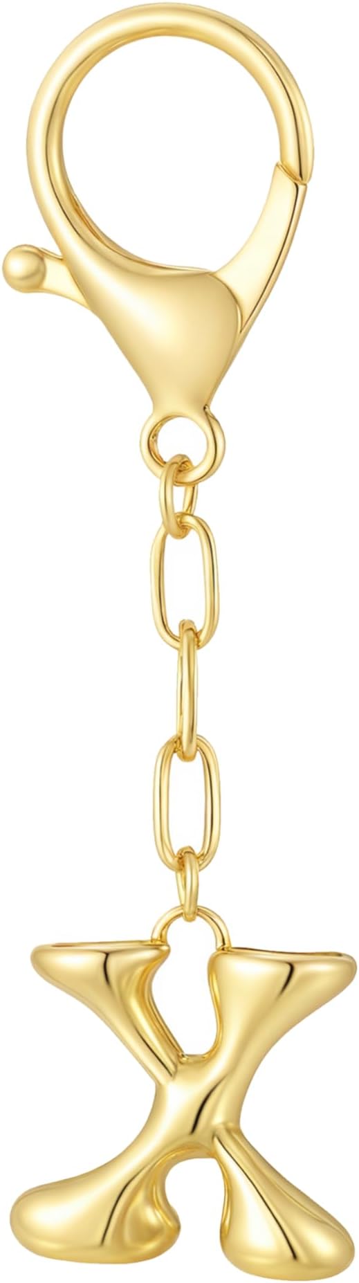 Gold Bubble Initial Keychain Charm for Women Chunky Bag Purse Charms A-Z Letter Key Chains for Handbag Accessories
