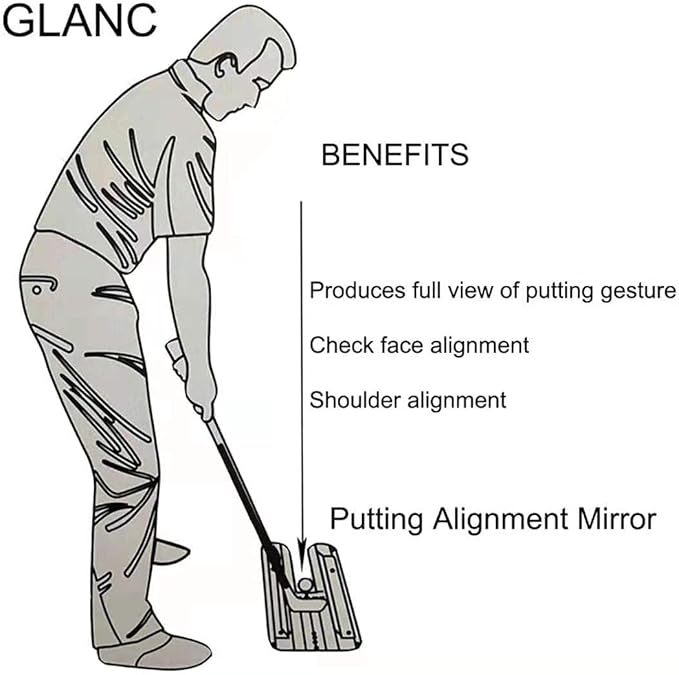 GLANC Golf Putting Practice Mat Set with Alignment Mirror & Cup, 20 in X 10 ft Training Aid Mat, Anti-Slip Backing Golf Putting Green for Indoor and Outdoor Use