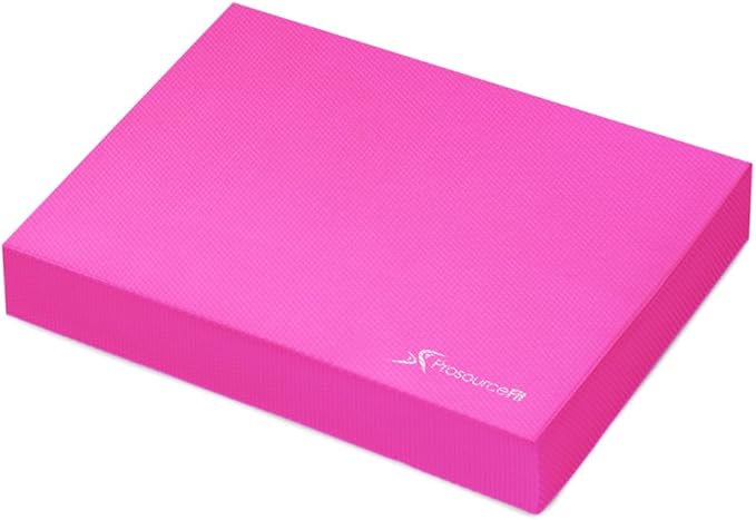ProsourceFit Exercise Balance Pad – Non-Slip Cushioned Foam Mat & Knee Pad for Fitness and Stability Training, Yoga, Physical Therapy 15.5”x12.75”, Pink