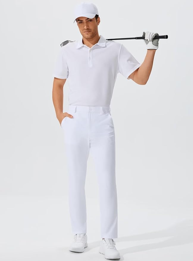 QPNGRP Men's Golf Pants 30"/32"/34" Inseam Lightweight Stretch Work Dress Pants