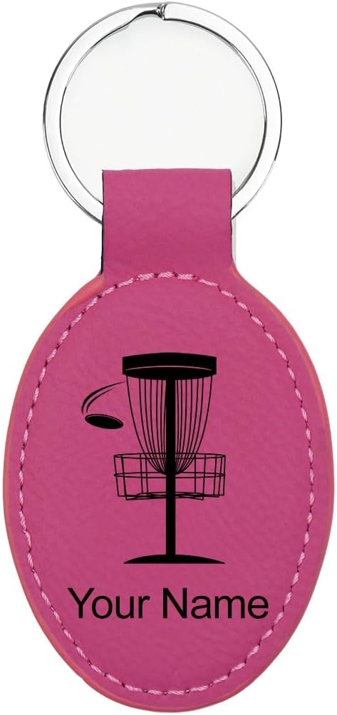LaserGram Oval Keychain, Disc Golf, Personalized Engraving Included