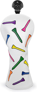 1 Pcs Montela Golf Club Covers,Colorful Birdie Tee 3 Wood Headcover Driver Headcover Fairway Wood Head Covers Hybrid Headcover Leather Golf Head Covers for Odyssey Scotty Cameron Taylormade