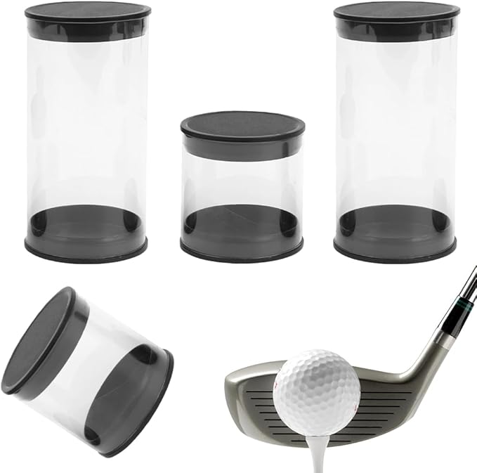 4 Pack Clear Tube Golf Ball Storage Case, 2 Sizes Golf Barrel Clear Tubes, Portable with Caps Golf Ball Cases for Home Store Display Use, Black