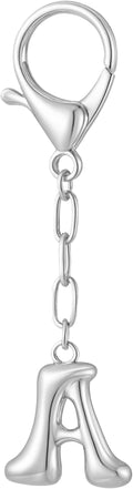 Gold Bubble Initial Keychain Charm for Women Chunky Bag Purse Charms A-Z Letter Key Chains for Handbag Accessories