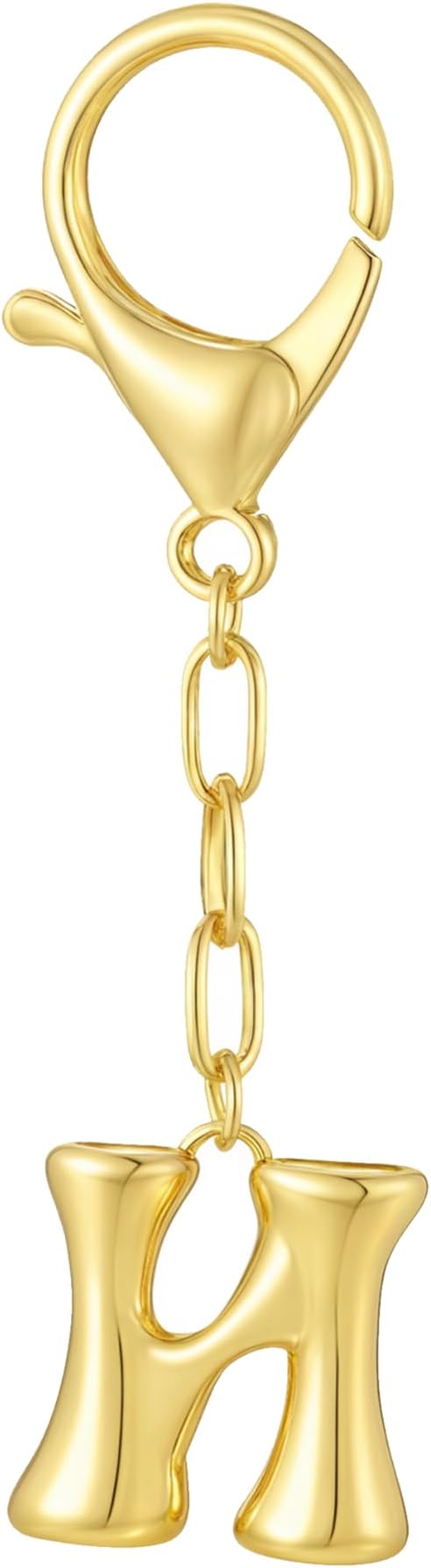 Gold Bubble Initial Keychain Charm for Women Chunky Bag Purse Charms A-Z Letter Key Chains for Handbag Accessories