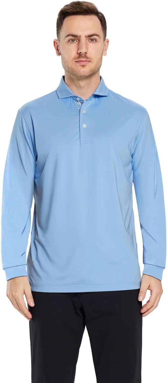 Mens Polo Shirts Short and Long Sleeve Casual Solid Stylish Dry Fit Performance Designed Collared Golf Polo Shirts for Men
