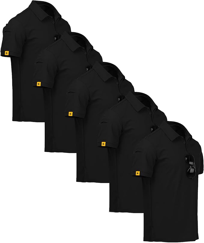 ZITY 5 Pack Mens Polo Shirt Short Sleeve Sports Golf Tennis T-Shirt Moisture-Wicking Summer Shirts