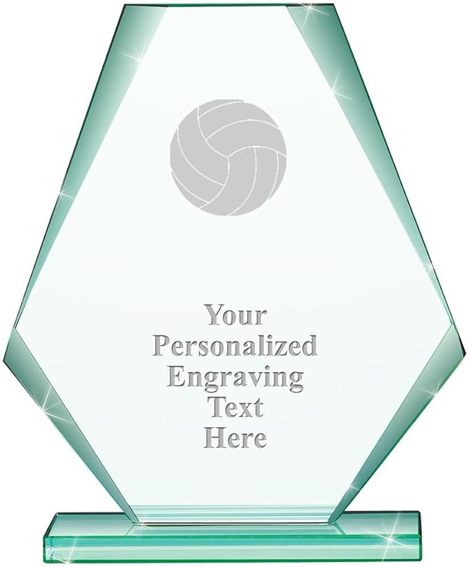 6" Jade Pyramid Crystal Award with Custom Engraving - Personalized Corporate Trophy Awards