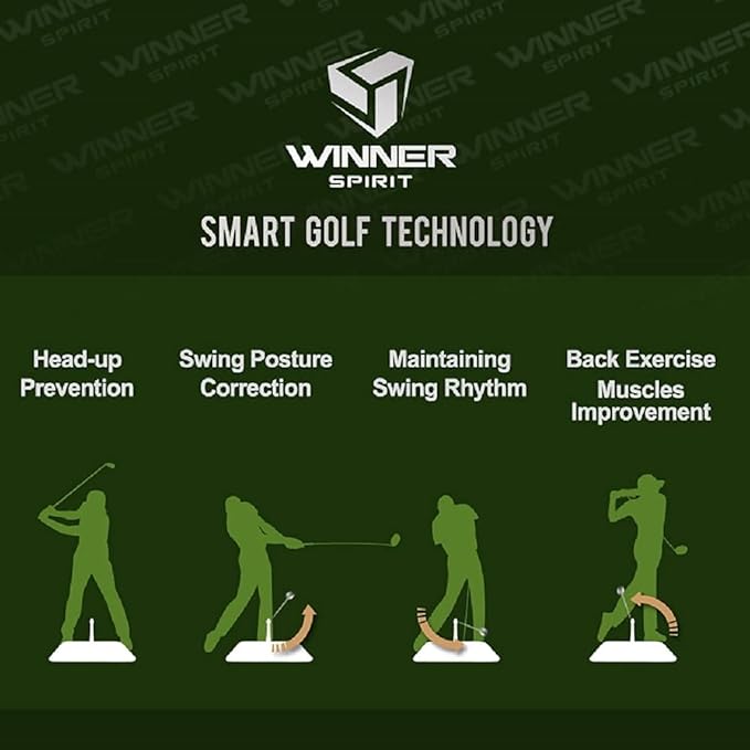 WINNER SPIRIT Real Swing 300 Golf Swing & Hitting Trainer, True Impact, Checking Path After Swing Practice Mat Groover Training Aid, Height Adjustable