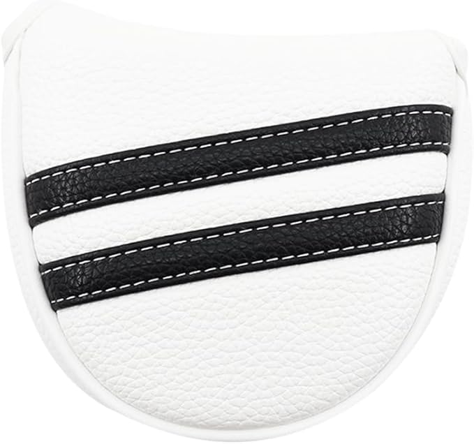 Golf Mallet Putter Cover Headcover Magnetic Style, Black or White Golf Putter Cover for Mallet Style Putters, PU Leather Mallet Headcover Protective Case fits for Odyssey 2 Ball, Stroke Lab