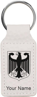 LaserGram Rectangle Keychain, Coat of Arms Germany, Personalized Engraving Included (Golf White)