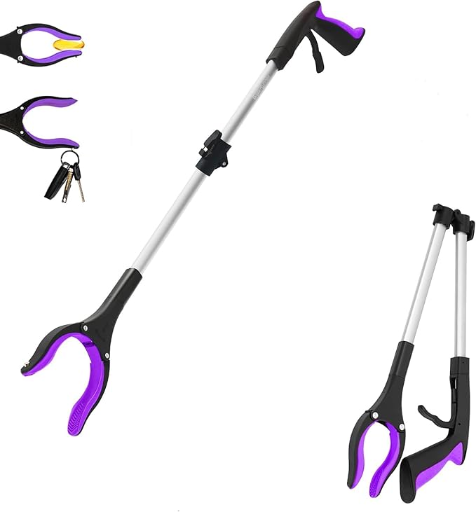 32 inch GrabRunner Heavy Duty(up to 10 lbs) Reacher Grabber Tool with Strong Magnetic (Purple(1Pack))