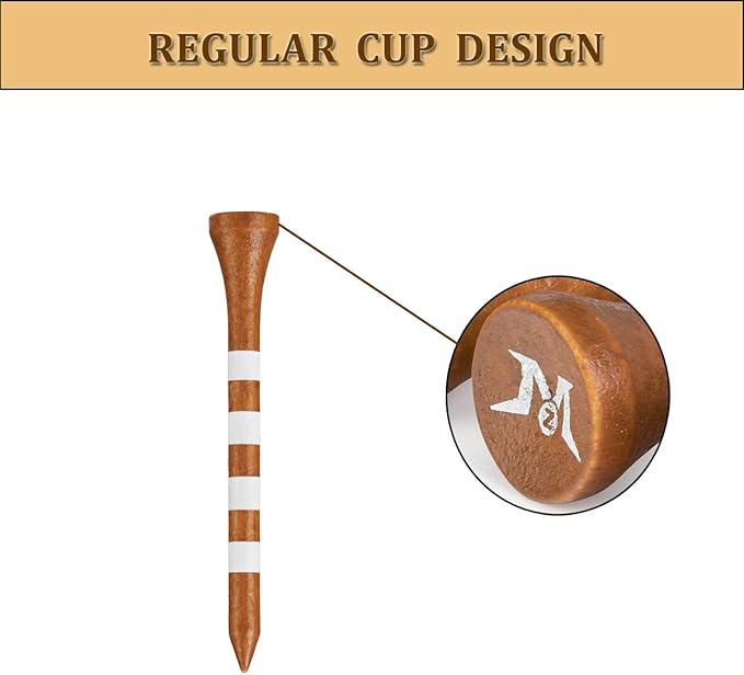 MAZEL Natural Wood/Bamboo Golf Tees 2 3/4 Inch & 3 1/4 Inch,Pack 50 or 120,Reduce Friction & Side Spin,More Stable Golf Tees