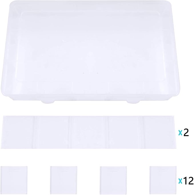 Gospire 15 Large Grids Clear Plastic Jewelry Box Organizer Storage Container with Removable Dividers (15 Grids - Clear)