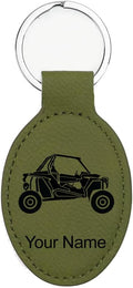 LaserGram Oval Keychain, Off Road Racer, Personalized Engraving Included (Camo Green)