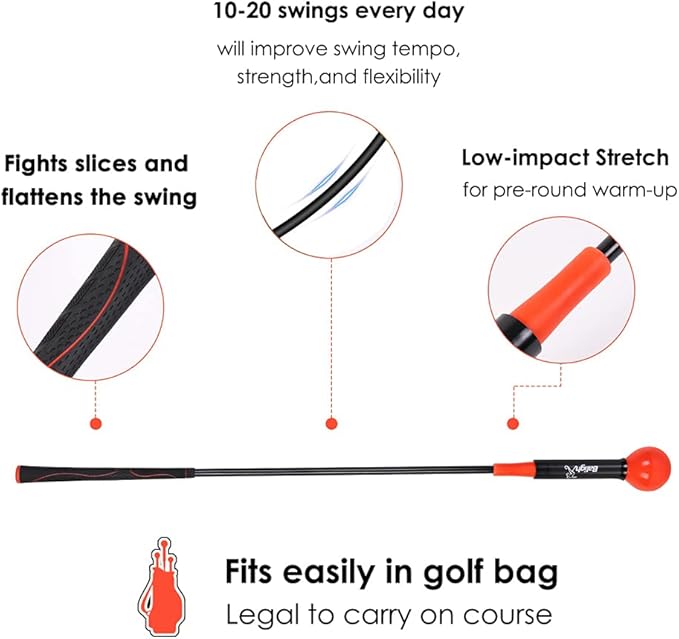 Golf Swing Trainer Aid 48"/40" Warm-Up Stick for Strength Flexibility Tempo Training Golf Practice Aid with Weighted Head Swing Corrector for Men Women