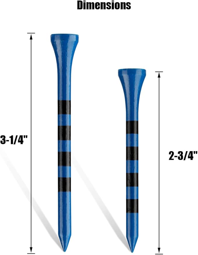 MAZEL Natural Wood/Bamboo Golf Tees 2 3/4 Inch & 3 1/4 Inch,Pack 50 or 120,Reduce Friction & Side Spin,More Stable Golf Tees