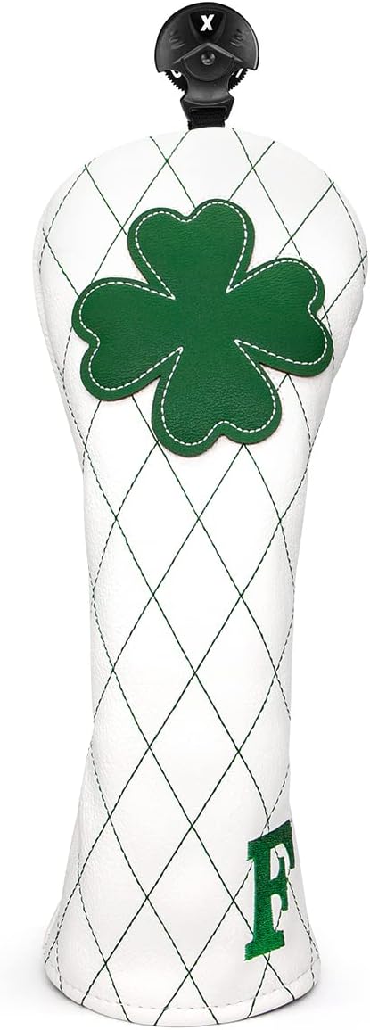 Golf Club Headcover Live Lucky 3 Wood Headcover Magnetic Closure Elegant Embroidery Premium Leather Driver Covers Fairway Wood Covers Hybrid Headcover Shamrock Golf Head Covers