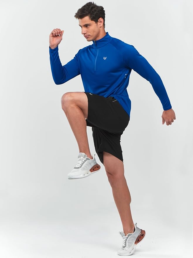 NORTHYARD Quarter Zip Pullover Men Running Shirt Long Sleeve Moisture Wicking Quick Dry Athletic Workout Shirts