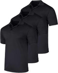 Real Essentials 3 Pack: Men's Quick-Dry Short Sleeve Athletic Performance Polo Shirt (Available in Big & Tall)