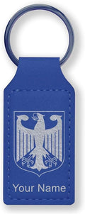 LaserGram Rectangle Keychain, Coat of Arms Germany, Personalized Engraving Included (Dark Blue)