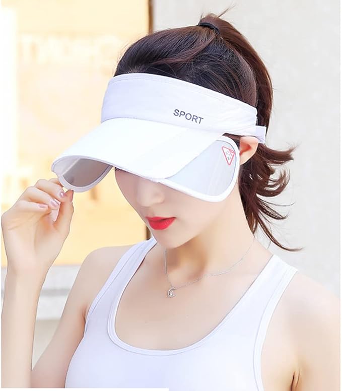 Sun Visor Hat for Women and Men - Retractable Brim Sport Hat, Summer Golf Tennis Running Beach Hat with Ponytail Hole
