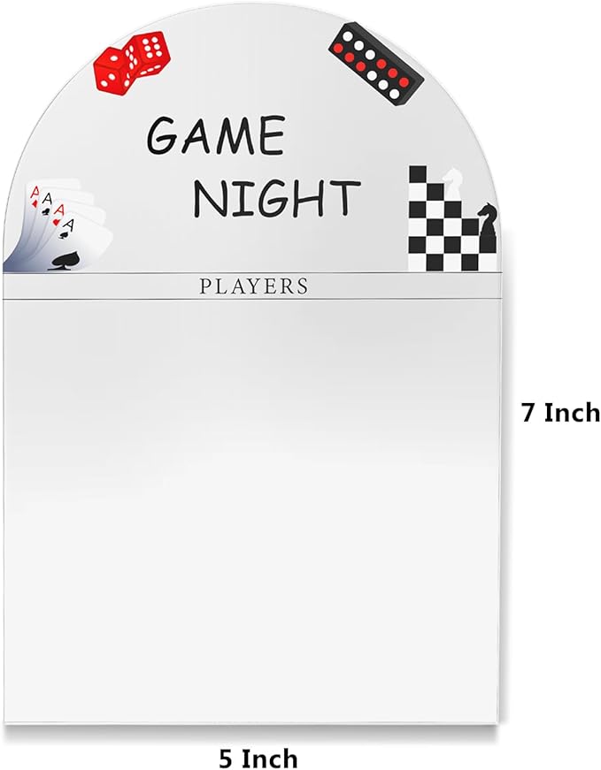 Personalized Family Game Night Scoreboard – Custom Dry Erase Score Tracker Board with Marker, Reusable Acrylic Game Scoreboard (5”X7“)