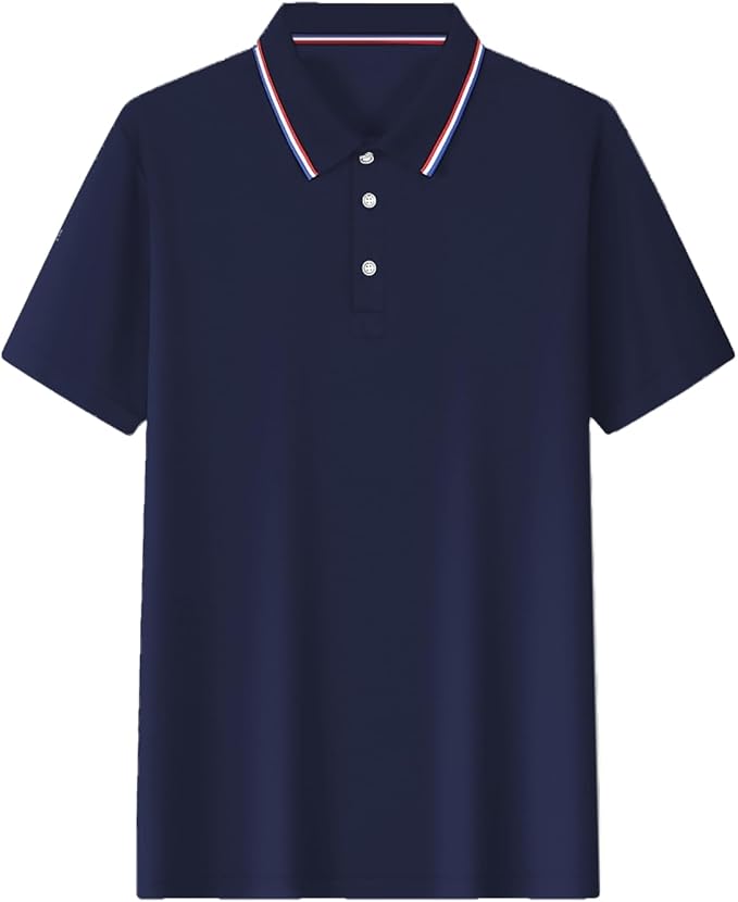 Polo Shirts for Men Dressy Casual Button Collared Golf T Shirt Classic Solid Color Business Summer Blouses