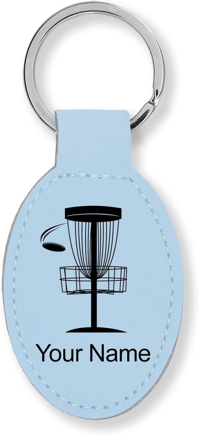 LaserGram Oval Keychain, Disc Golf, Personalized Engraving Included