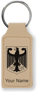 LaserGram Rectangle Keychain, Coat of Arms Germany, Personalized Engraving Included (Beige)